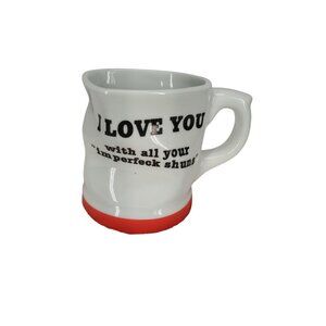 I Love You Ceramic Mug With Quirky Text & Red Base 1993 Houston Foods Franklin P
